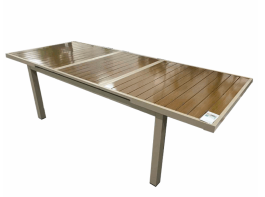 VERSARE OUTDOOR RECTANGULAR EXTENDABLE CHAMPAGNE ALUMINIUM WOODEN TOP TABLE 180+60cm x 100 x 78cm  VERSARE ΟΡΘΟΓΩΝΙΟ ΣΑΜΠΑΝΙΖΕ ΤΡΑΠΕΖΙ ΚΗΠΟΥ ΑΛΟΥΜΙΝΙΟΥ ΕΠΙΦΑΝΕΙΑ ΣΕ ΟΨΗ ΞΥΛΟΥ ΜΕ ΠΡΟΕΚΤΑΣΗ 180+60cm x100x78cm 